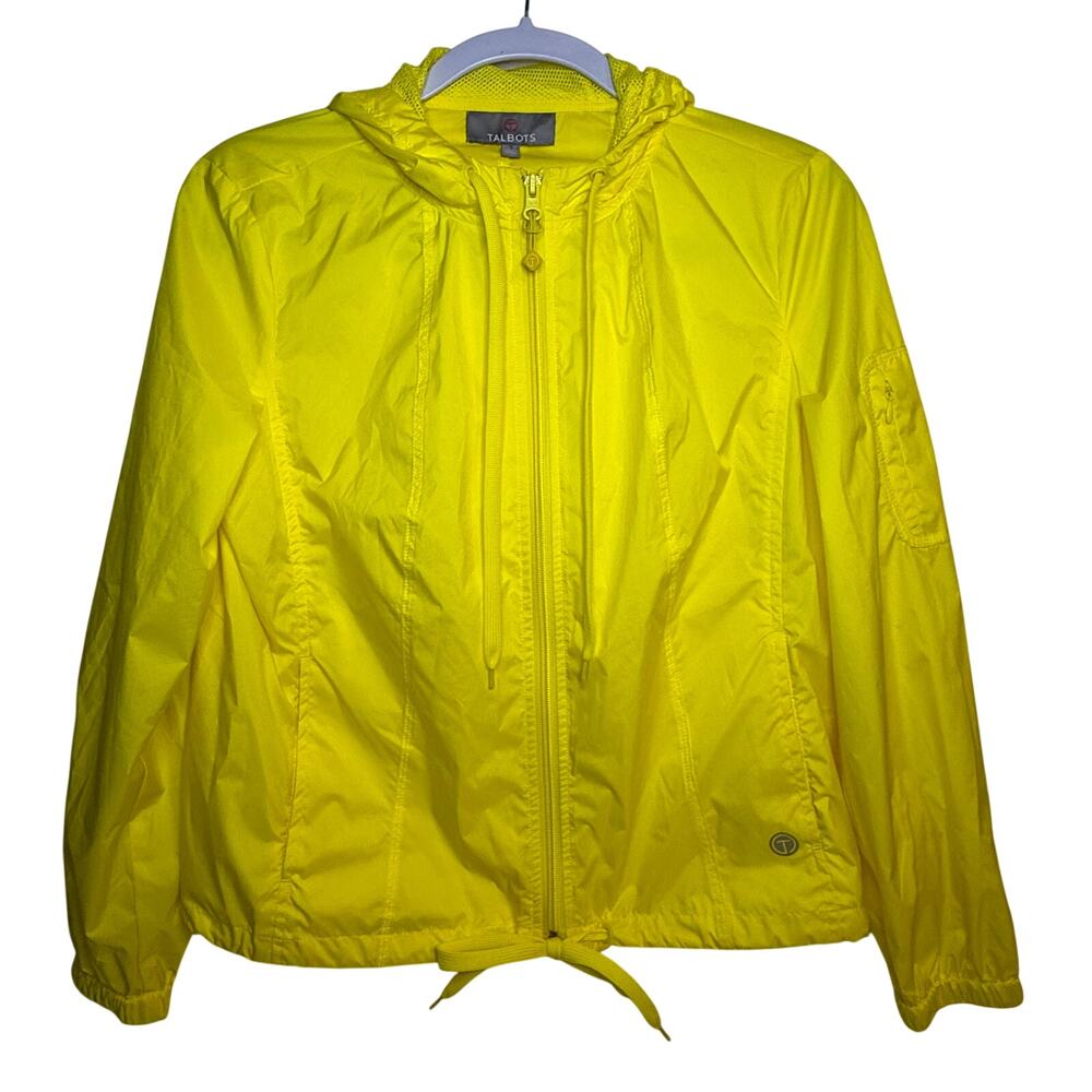 Talbots Bright Yellow Hooded Windbreaker Sz Sp